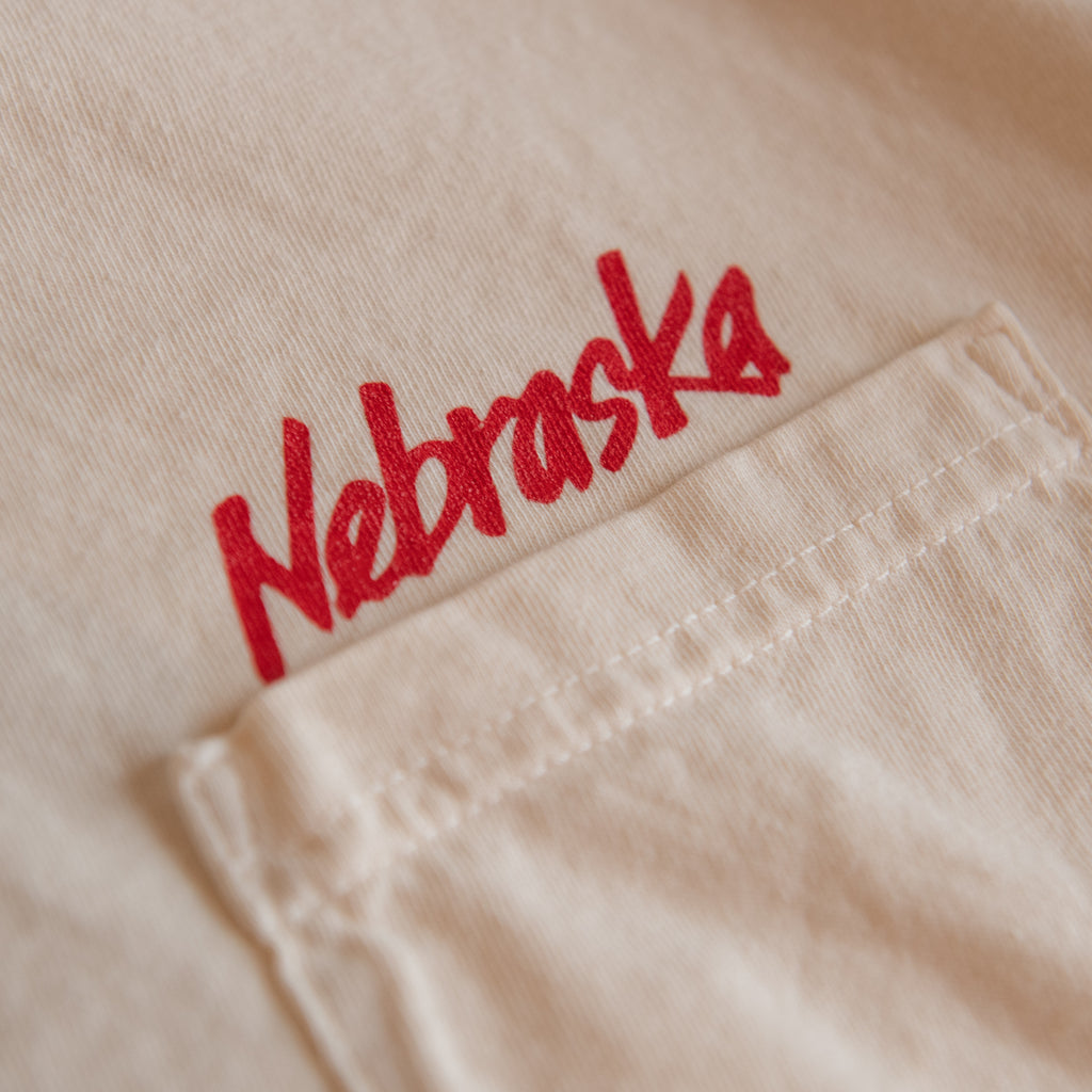 Nebraska Scarlet and Cream Pocket T