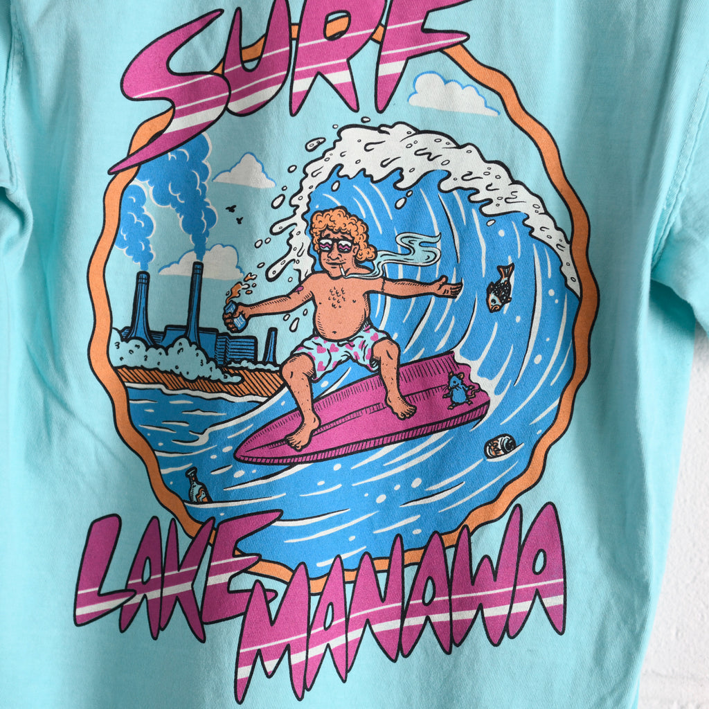 Surf Lake Manawa - Chalky Mint Pocket T