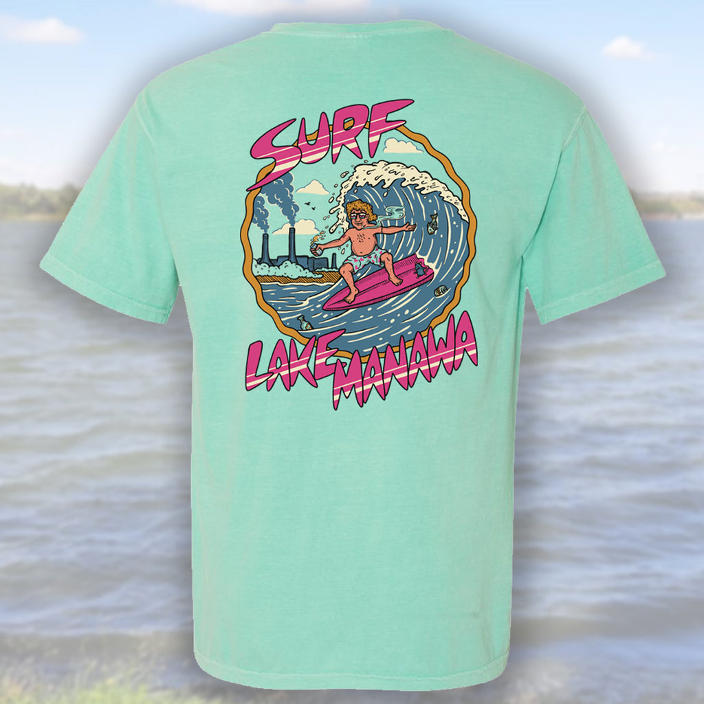 Surf Lake Manawa - Chalky Mint Pocket T