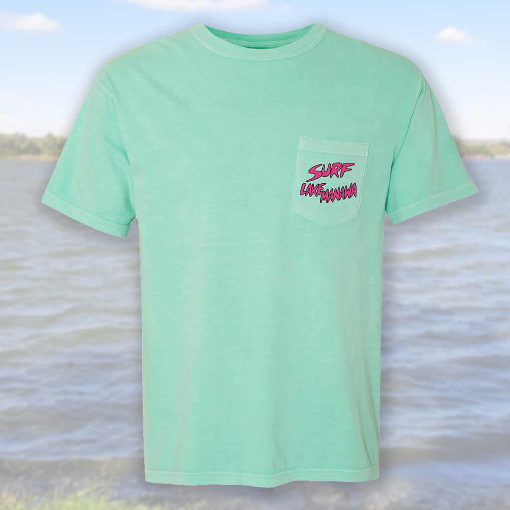 Surf Lake Manawa - Chalky Mint Pocket T