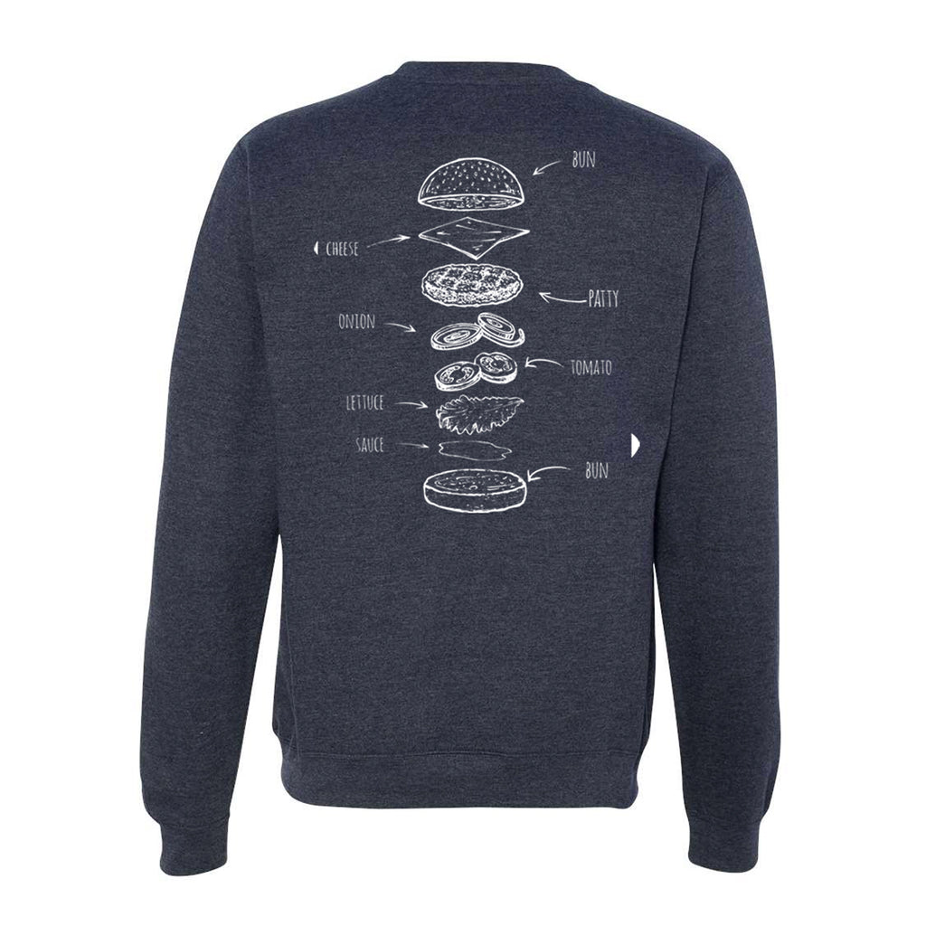 Block 16 - Burger Anatomy Crewneck - Heather Navy