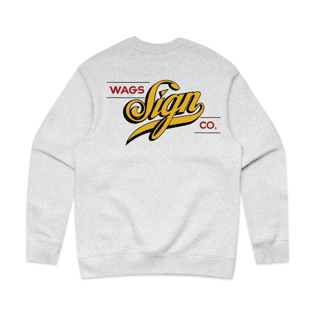 Wags Sign co - Heather White Crewneck