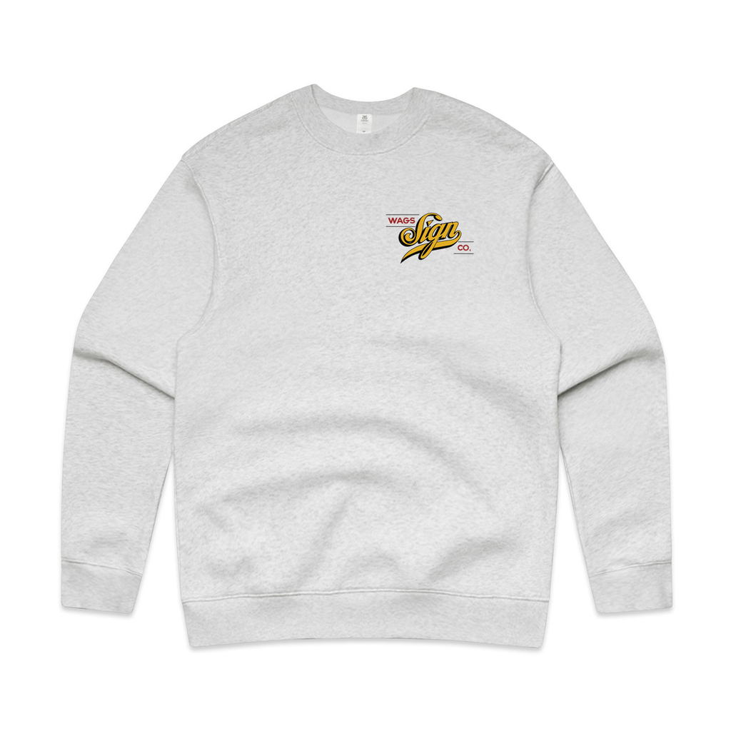 Wags Sign co - Heather White Crewneck
