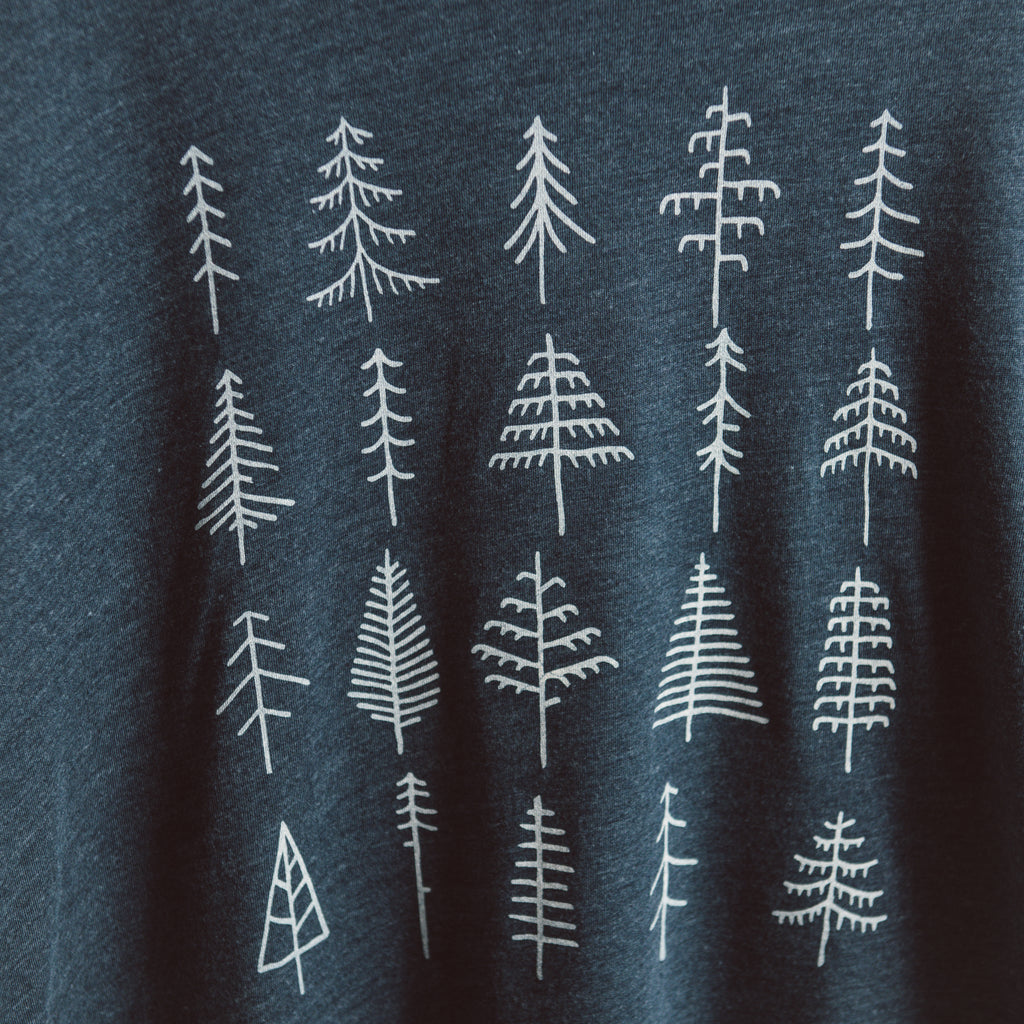 Pine Trees | Heather Blue Long Sleeve