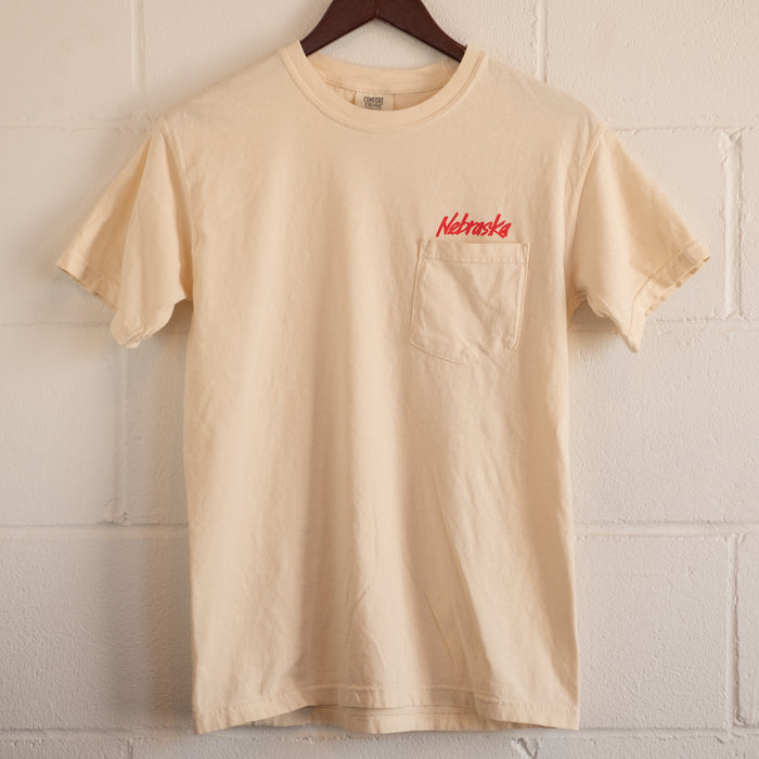 Nebraska Scarlet and Cream Pocket T